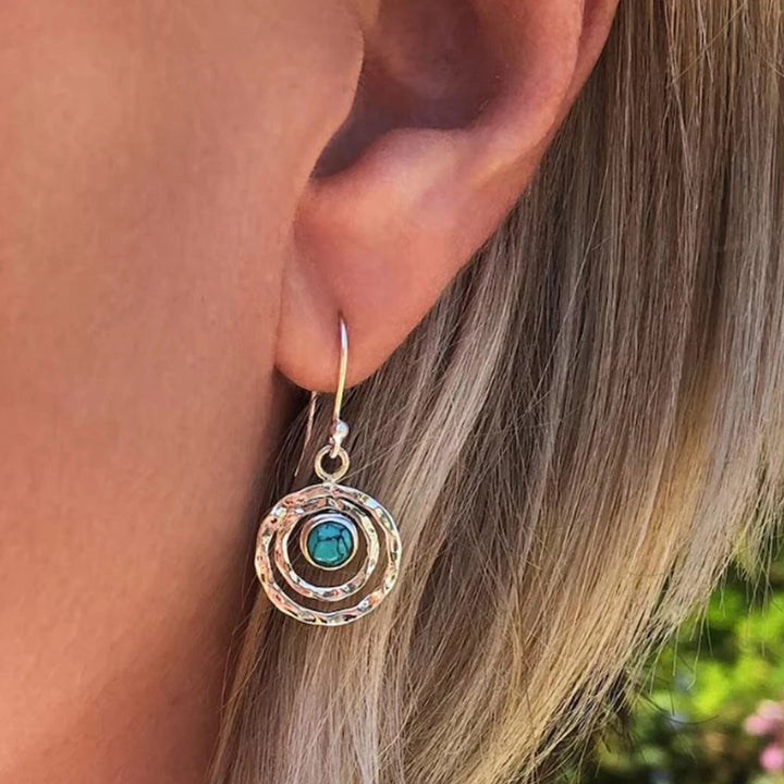 Lanura™ - Elegantiķi apaļi auskari ar tirkīza akmeņiem
